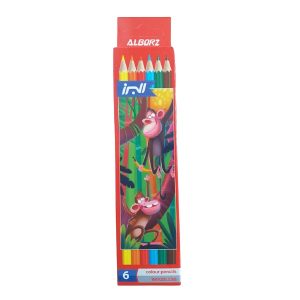 مداد رنگی 6 رنگ البرز مدل میمون